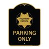 Signmission Highway Patrol Parking W/ Graphic, Black & Gold Aluminum Sign, 18" x 24", BG-1824-23906 A-DES-BG-1824-23906